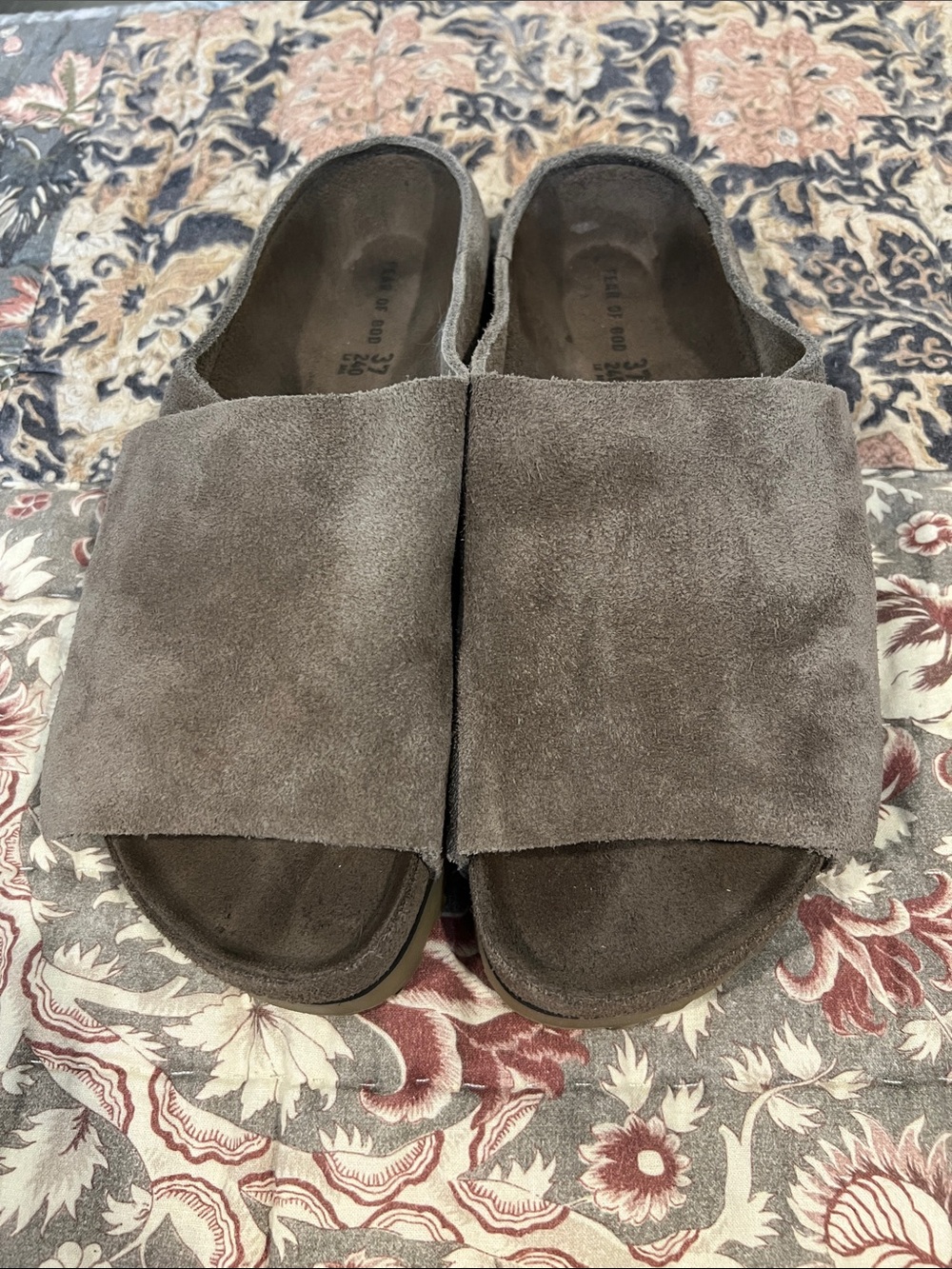 Birkenstock Fear Of God X Los Felix Suede Slide Sandals in Taupe Size 37 L6/M4